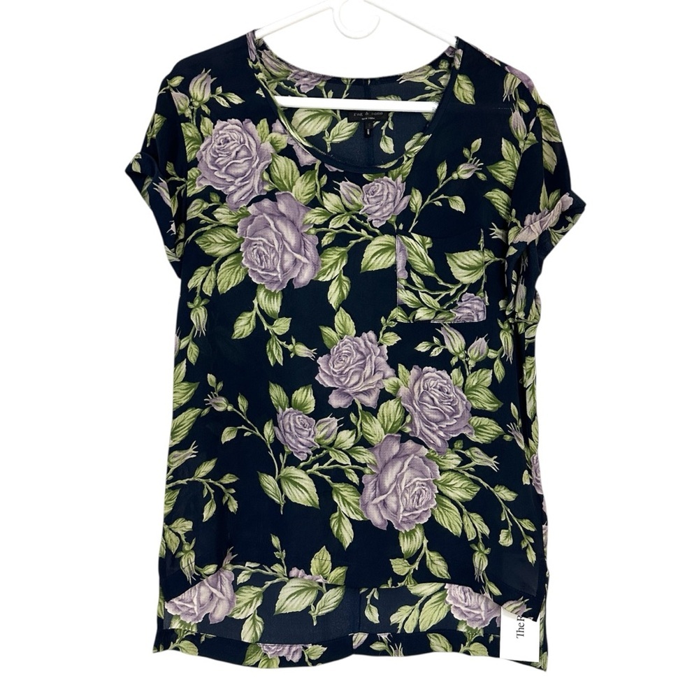 Rag & Bone Silk Floral Pocket Tee - Picture 2 of 10